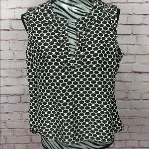 Talbots Black and White Sleeveless Blouse